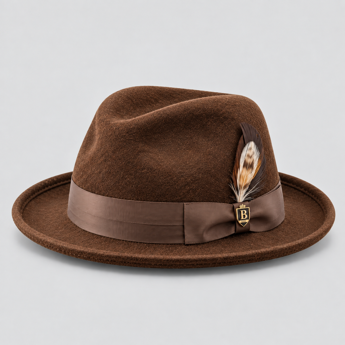 Bruno Capelo Titan Collection Brown fedora with beaver-hair-look finish