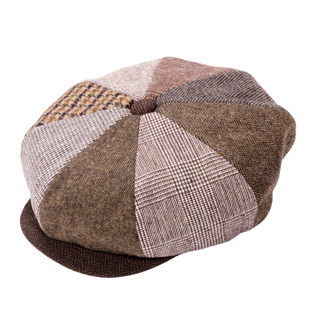 Montique Clervaux patchwork Gatsby cap in Brown