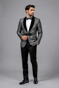 EJ Samuel - Kent Park Men's Silver Patterned Tuxedo Blazer
