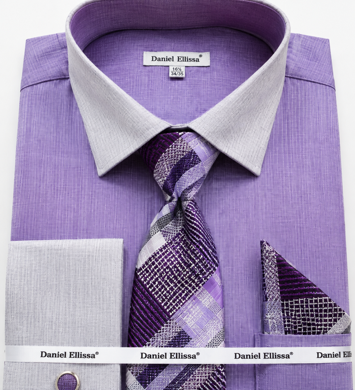 Daniel Ellissa Men's French Cuff Shirt Set - Subtle Textured Heather