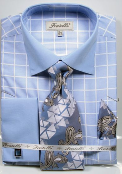 Fratello Men's Textured Dress Shirt & Paisley Tie Set