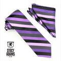Stacy Adams Diagonal Striped Tie & Hanky Set - Plum