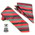 Stacy Adams Diagonal Striped Tie & Hanky Set - Black Red