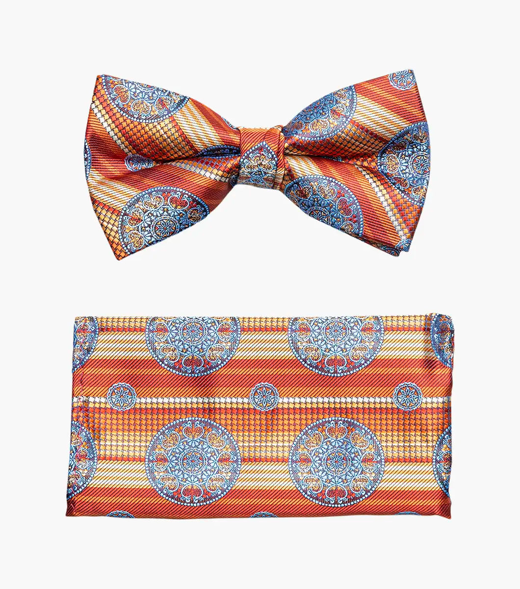 Stacy Adams Otis Bow Tie & Hanky Set - Red Multi
