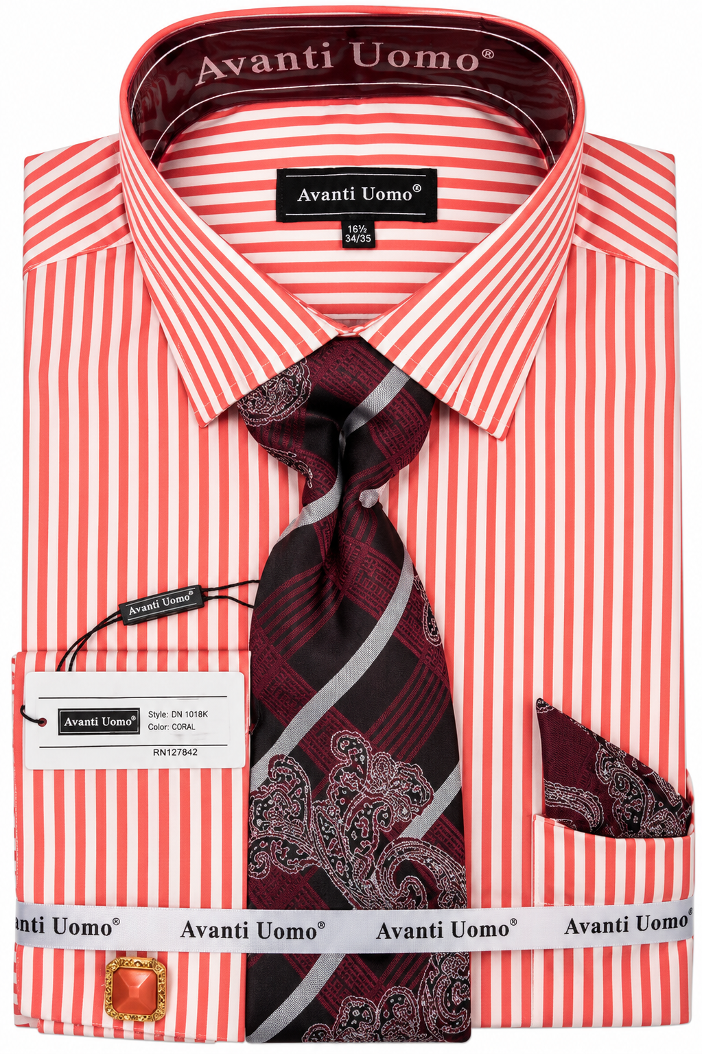 Avanti Uomo Men's Striped Dress Shirt & Tie Set