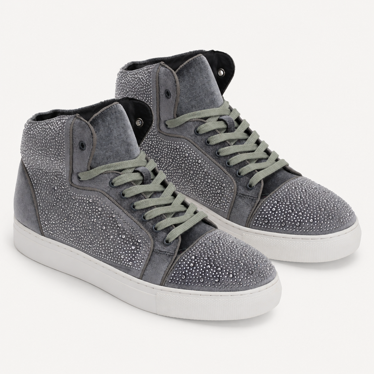 After Midnight Flash in Silver Jeweled High Top Sneakers