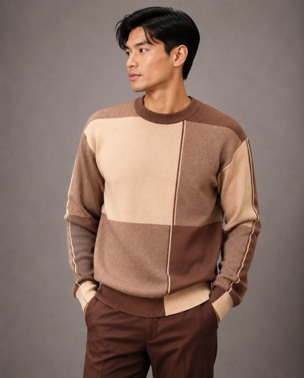 Montique Men's Block Knit Sweater