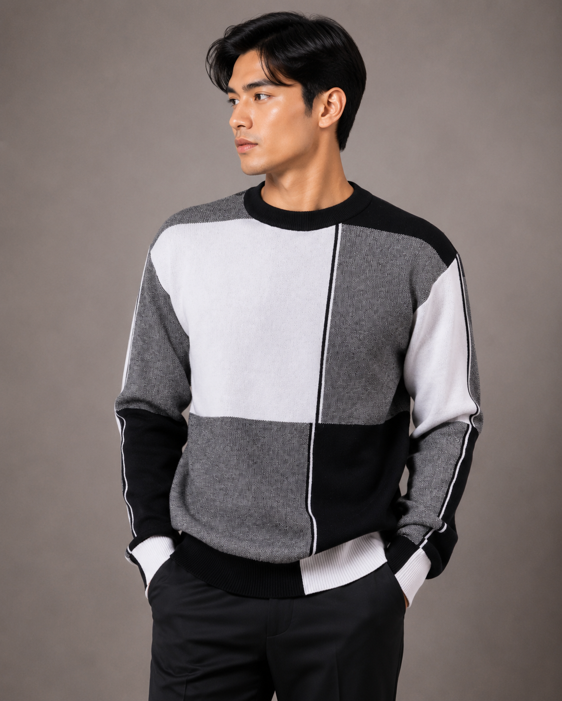 Montique Men's Block Knit Sweater