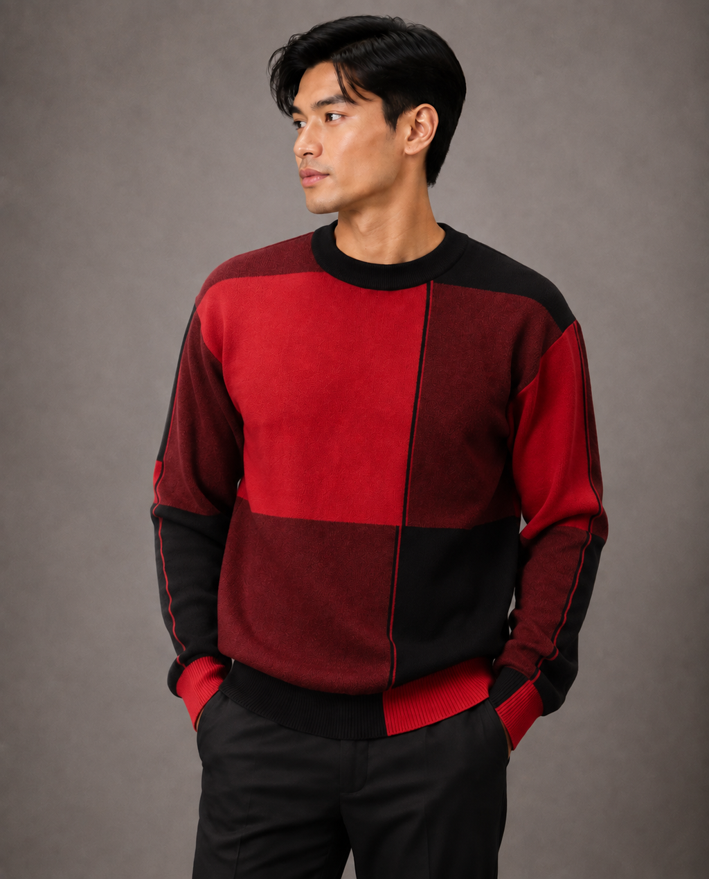 Montique Men's Block Knit Sweater