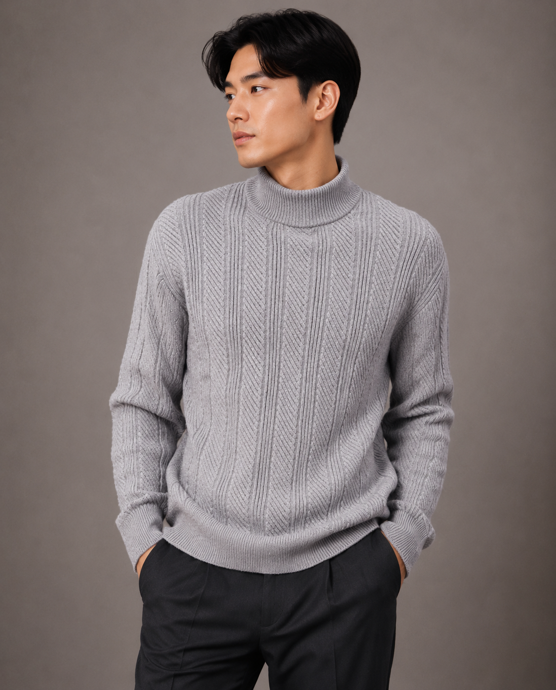 Montique Men's Cable Knit Crew Neck Sweater
