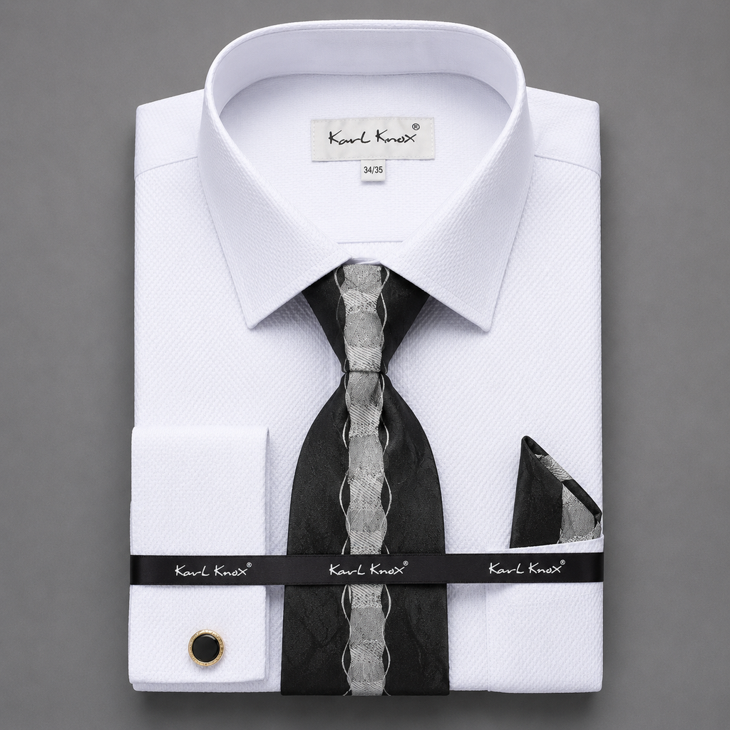 Men's Textured Dress Shirt & Tie Set