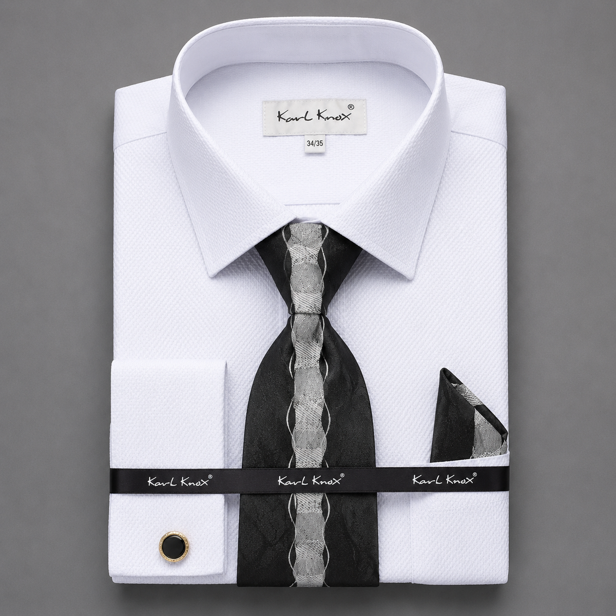 Men's Textured Dress Shirt & Tie Set