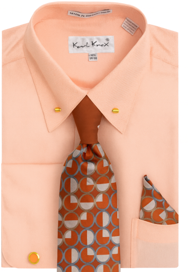 Karl Knox Men's French Cuff Collar Bar Shirt Set - Circle Tie