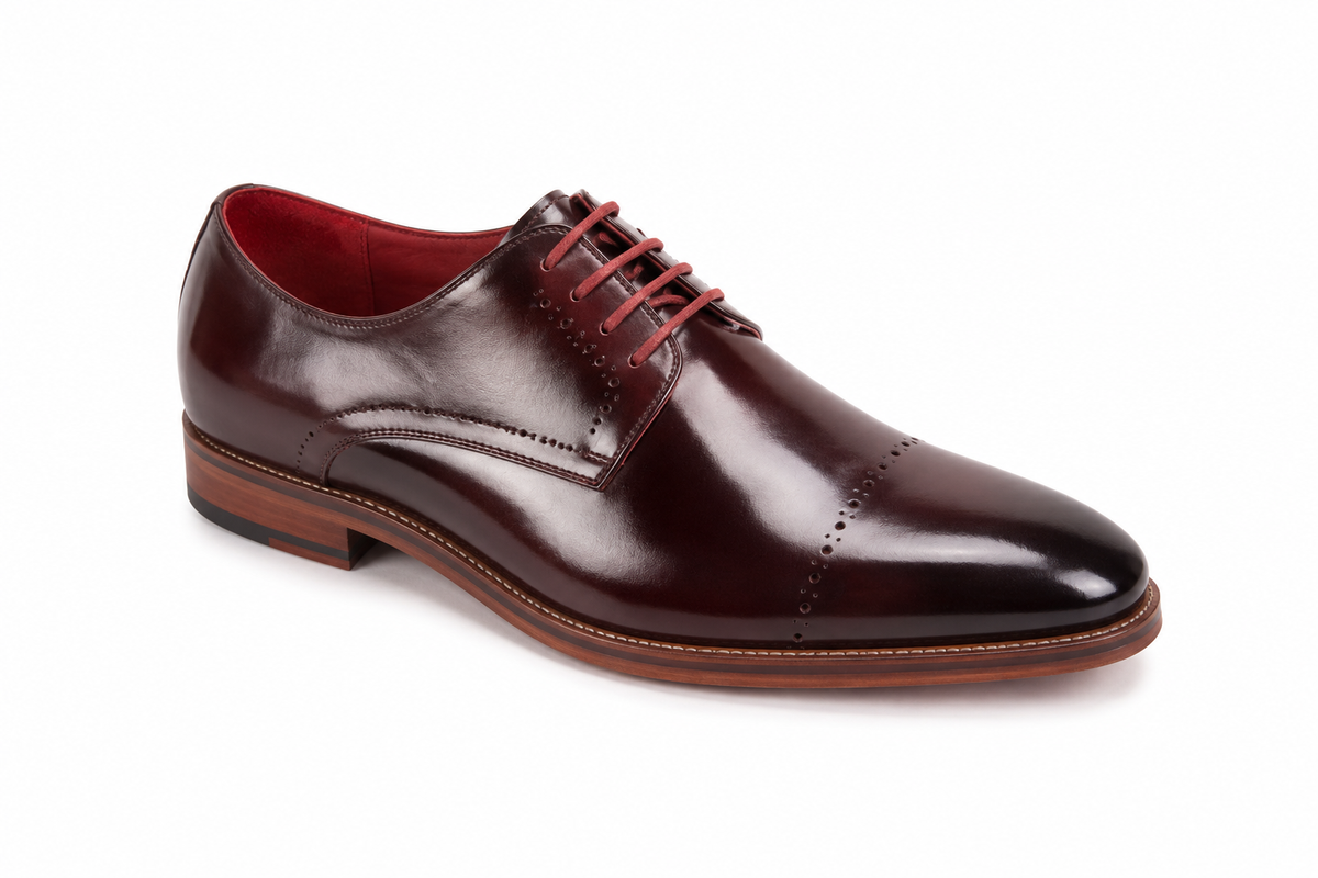 Giovanni Tate Perforated Cap Toe Lace Dress Shoes Burgundy