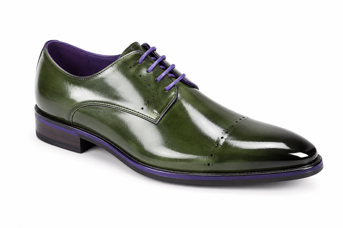 Giovanni Tate Perforated Cap Toe Lace Dress Shoes Green
