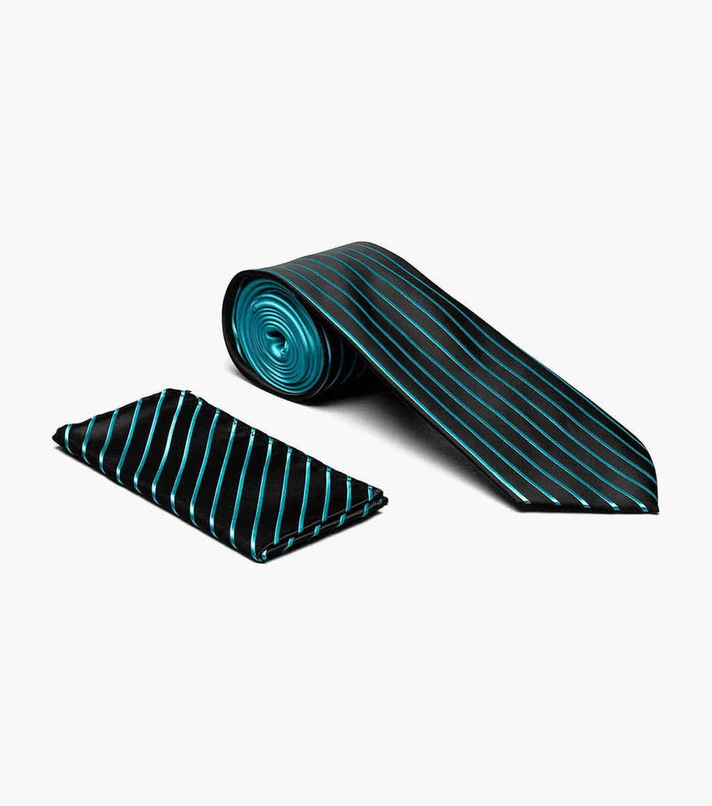 Stacy Adams Formal Teal Men's Tie & Hanky Set