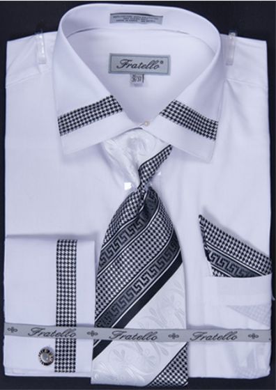 Fratello Men's Dress Shirt & Patterned Tie Set